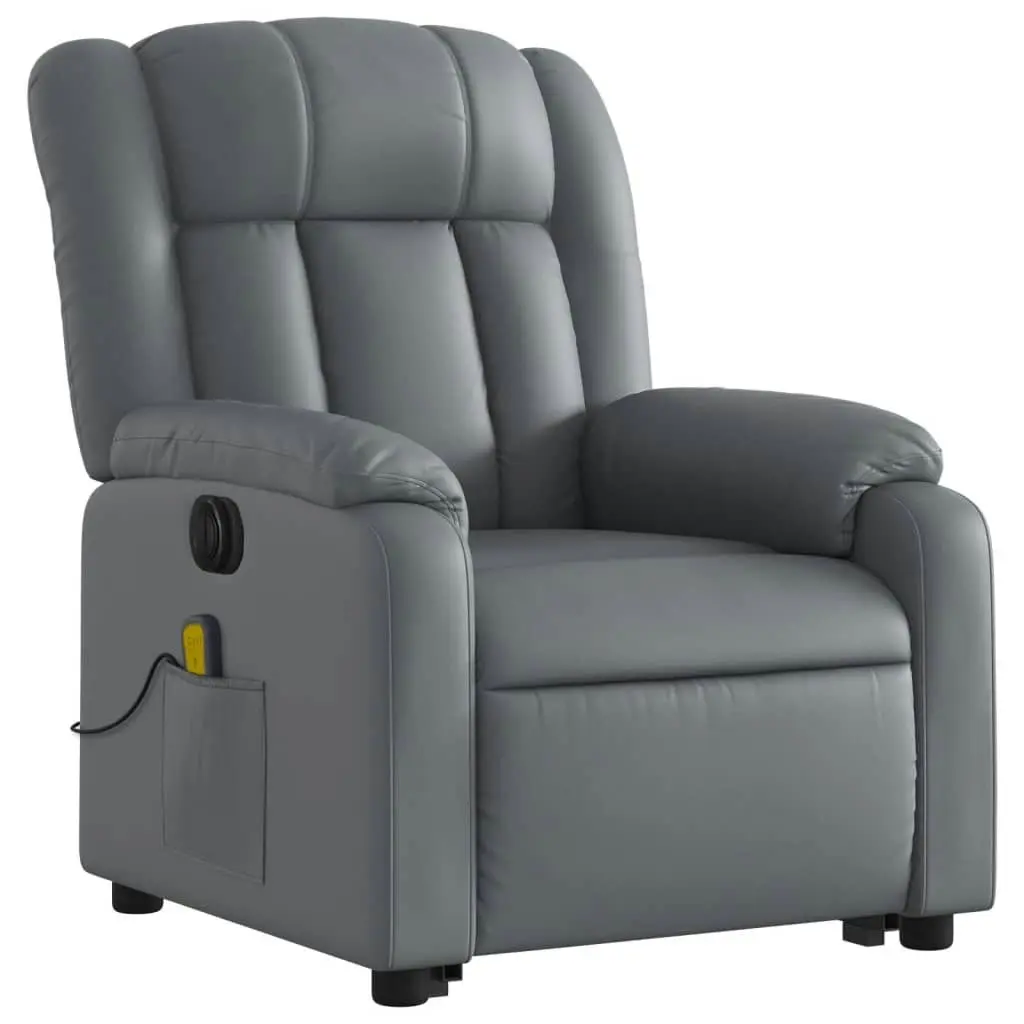 Electric Stand up Massage Recliner Chair Grey Faux Leather 3205771