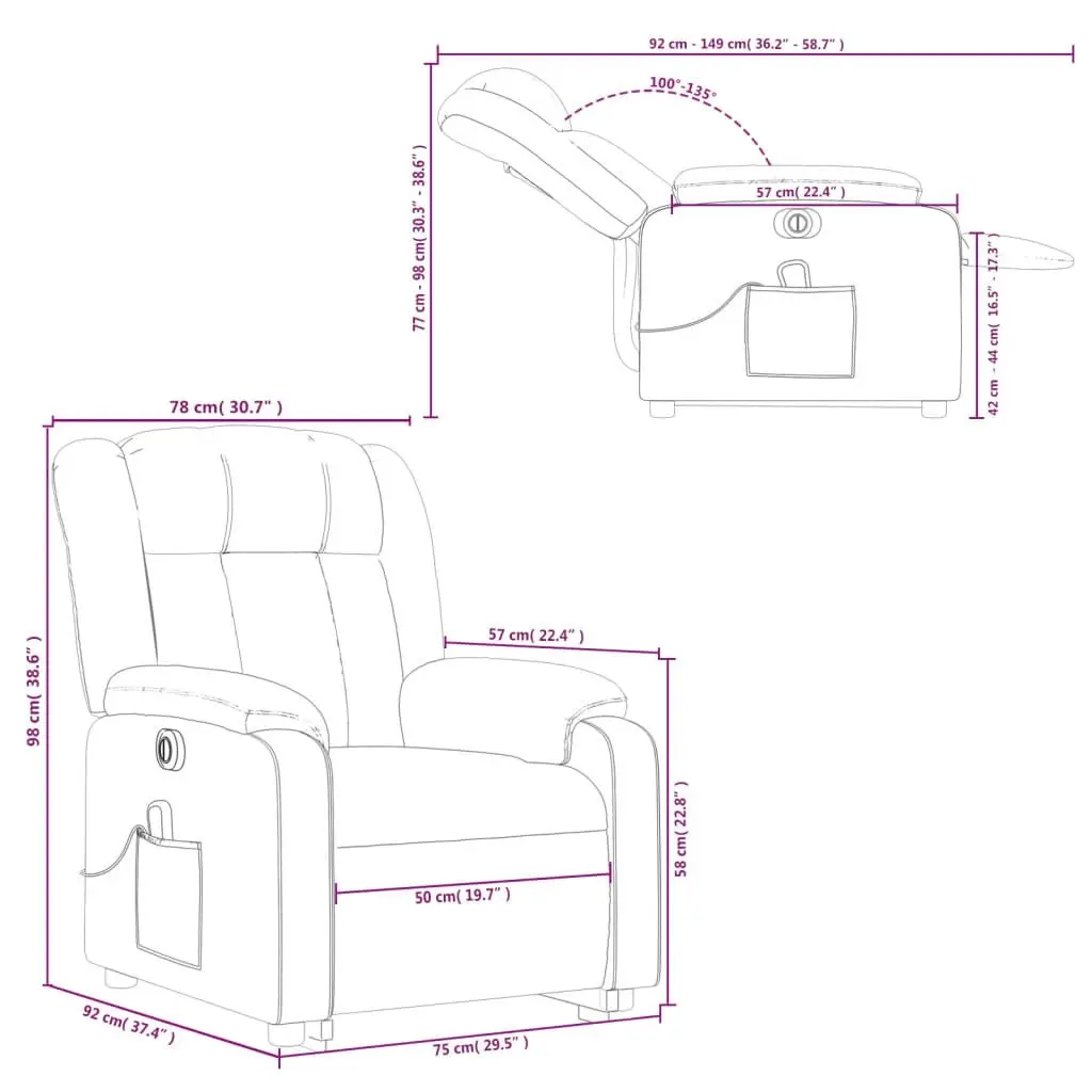 Electric Stand up Massage Recliner Chair Grey Faux Leather 3205771