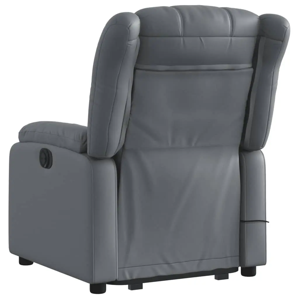 Electric Stand up Massage Recliner Chair Grey Faux Leather 3205771