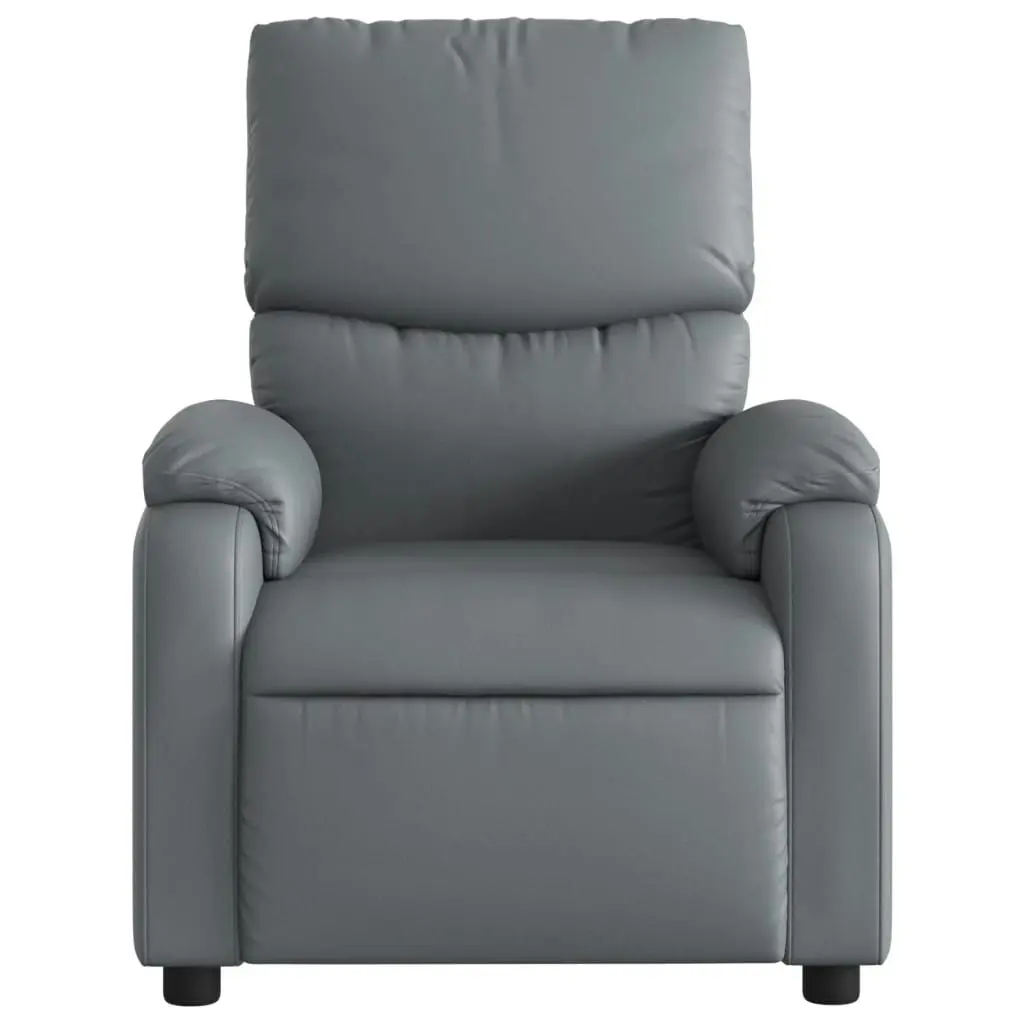 Electric Massage Recliner Chair Grey Faux Leather 3205715