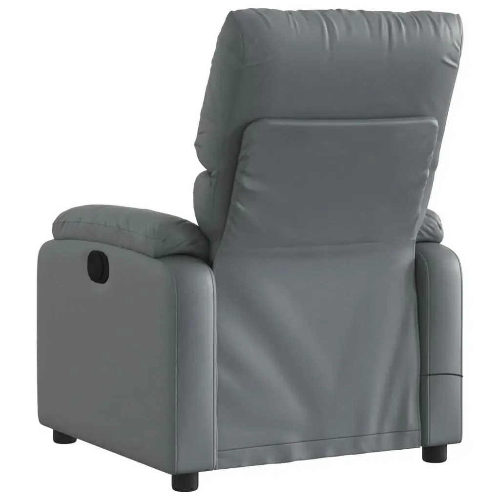 Electric Massage Recliner Chair Grey Faux Leather 3205715