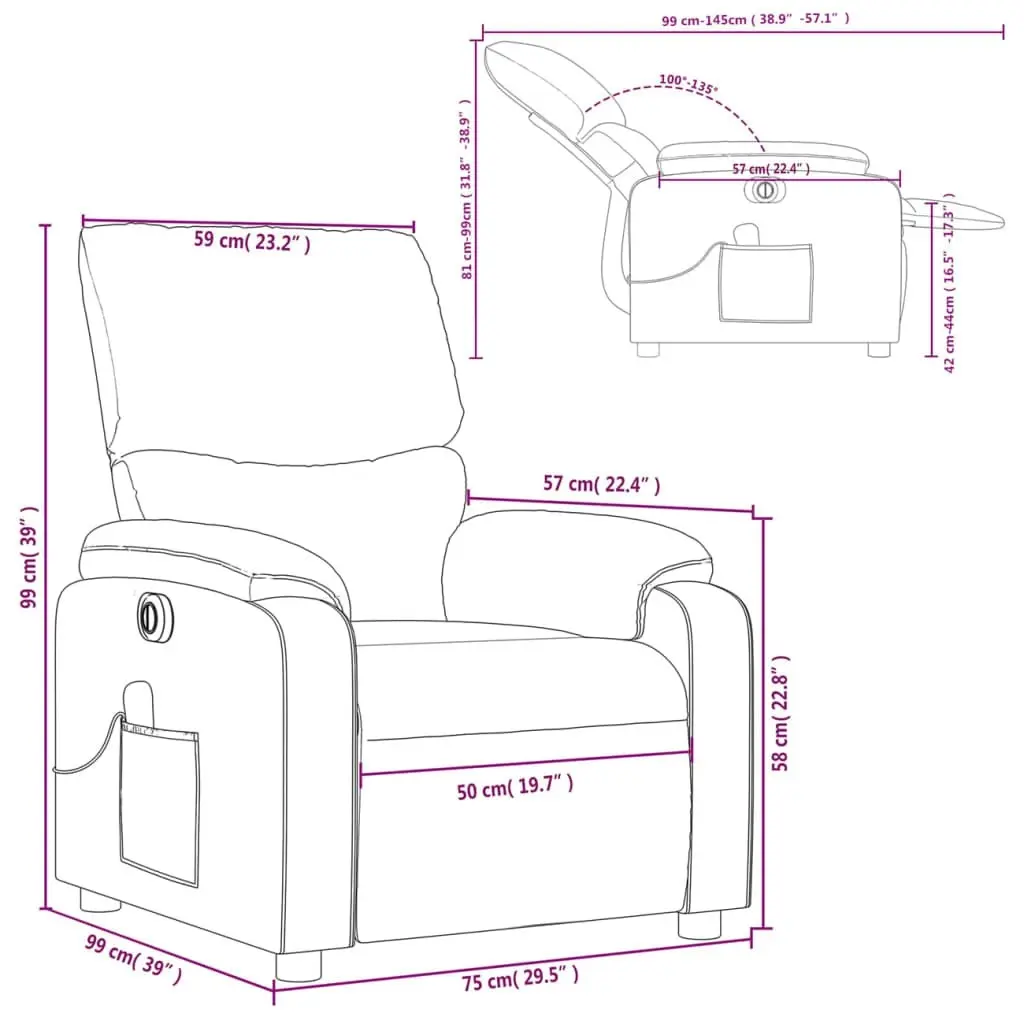 Electric Massage Recliner Chair Grey Faux Leather 3205715