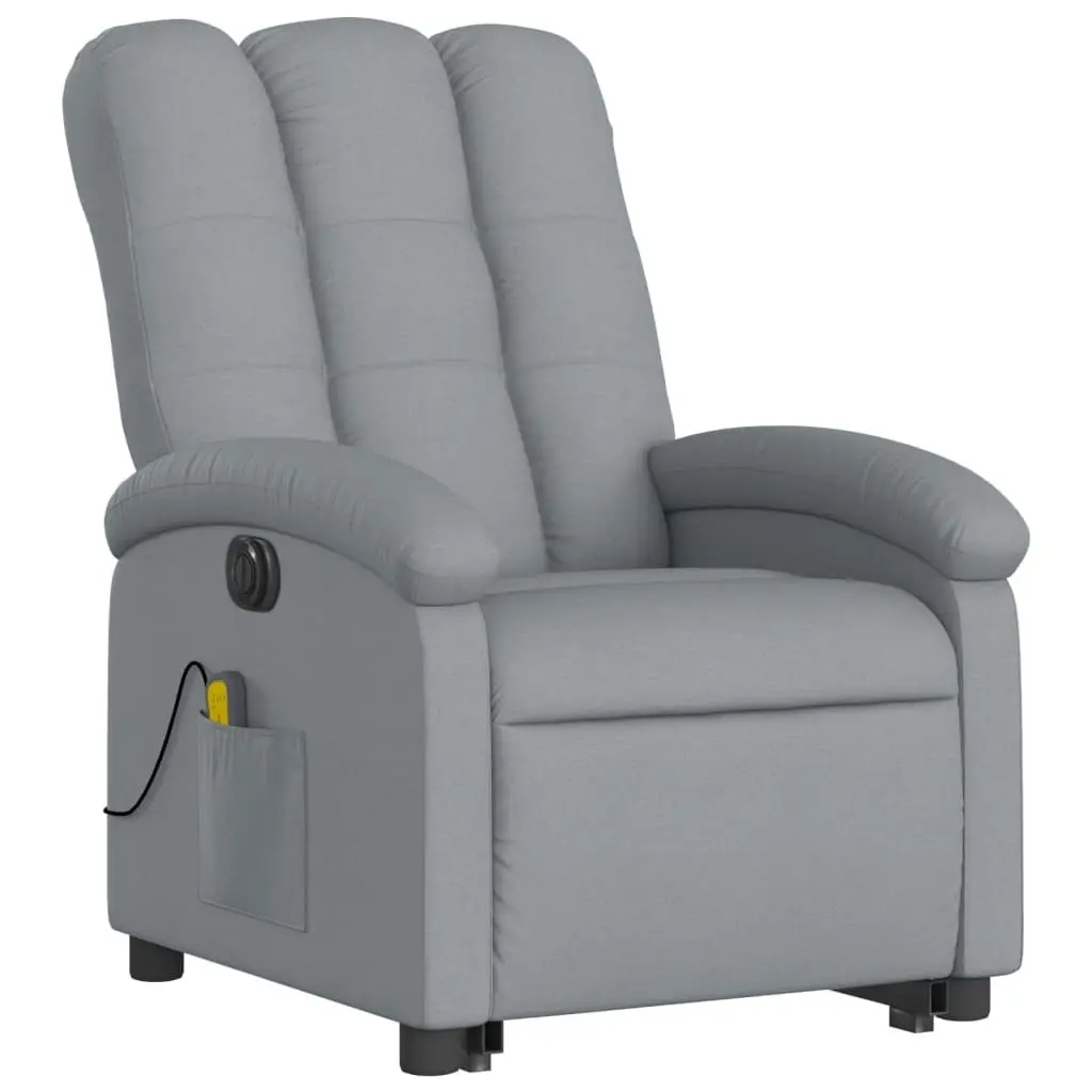 Electric Stand up Massage Recliner Chair Light Grey Fabric 3205408