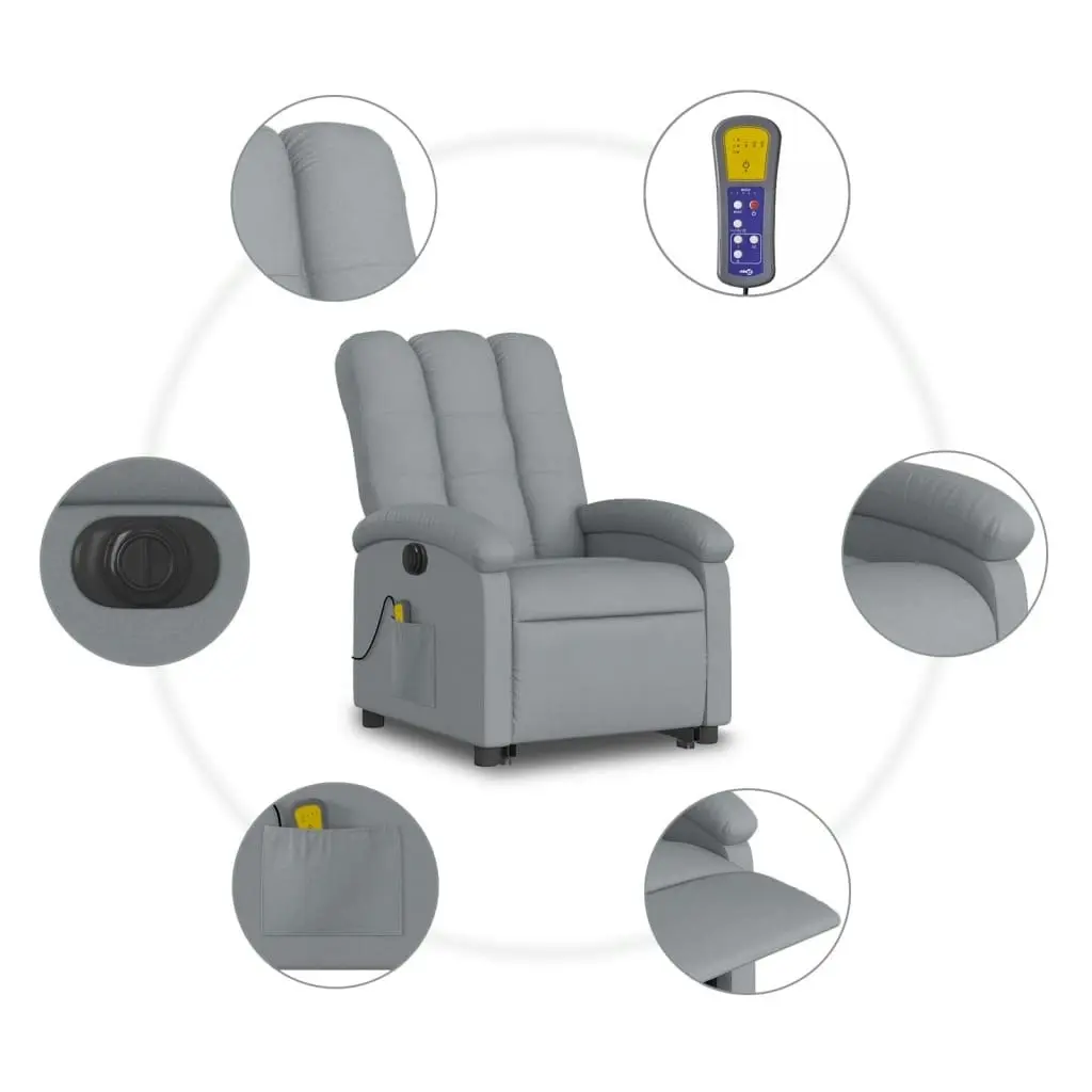 Electric Stand up Massage Recliner Chair Light Grey Fabric 3205408