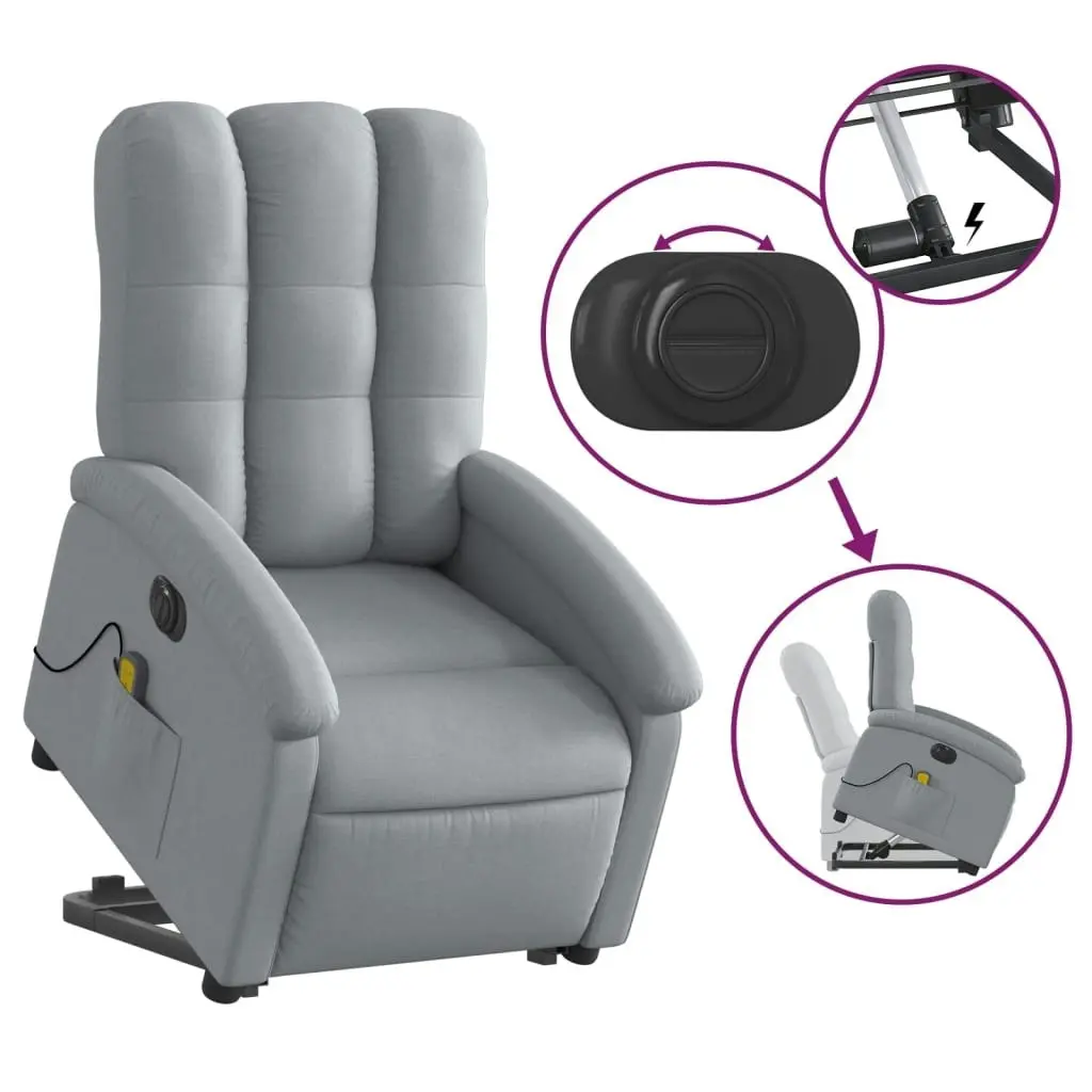 Electric Stand up Massage Recliner Chair Light Grey Fabric 3205408