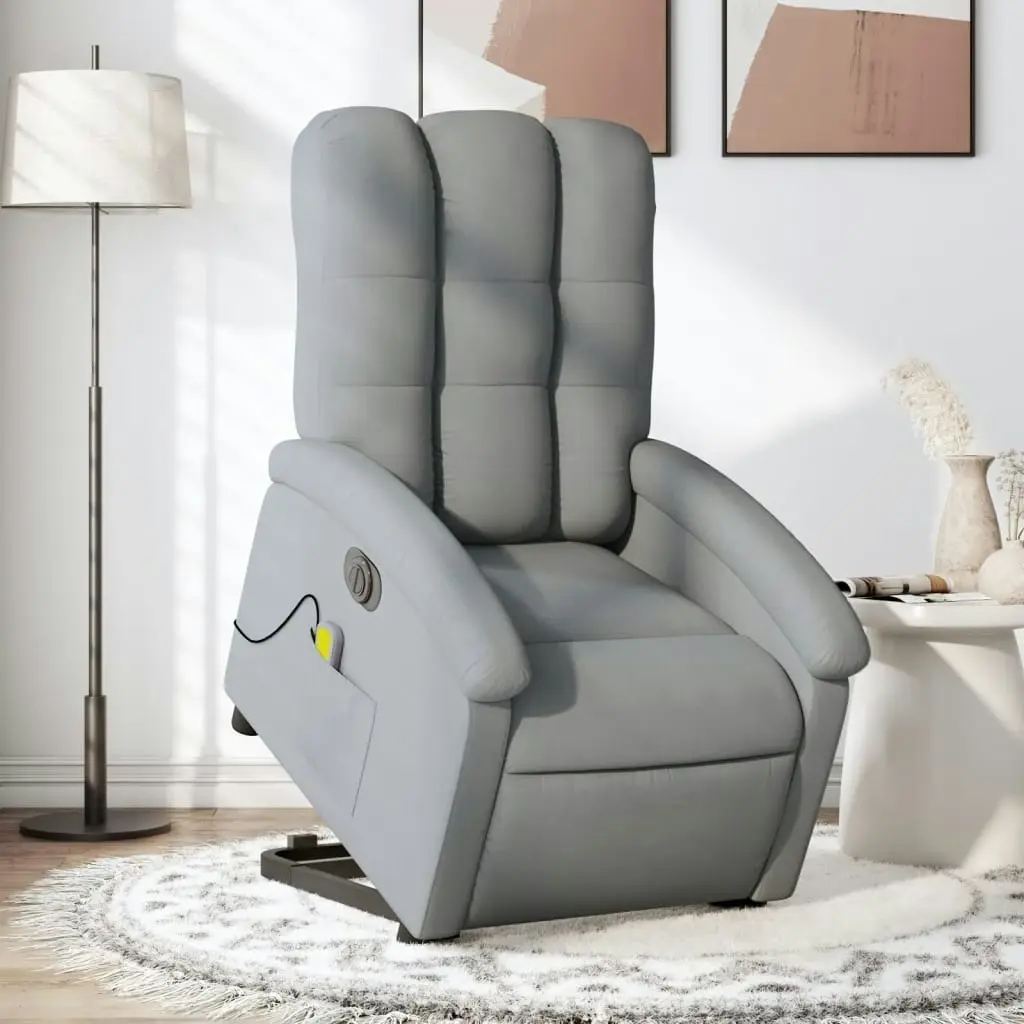 Electric Stand up Massage Recliner Chair Light Grey Fabric 3205408