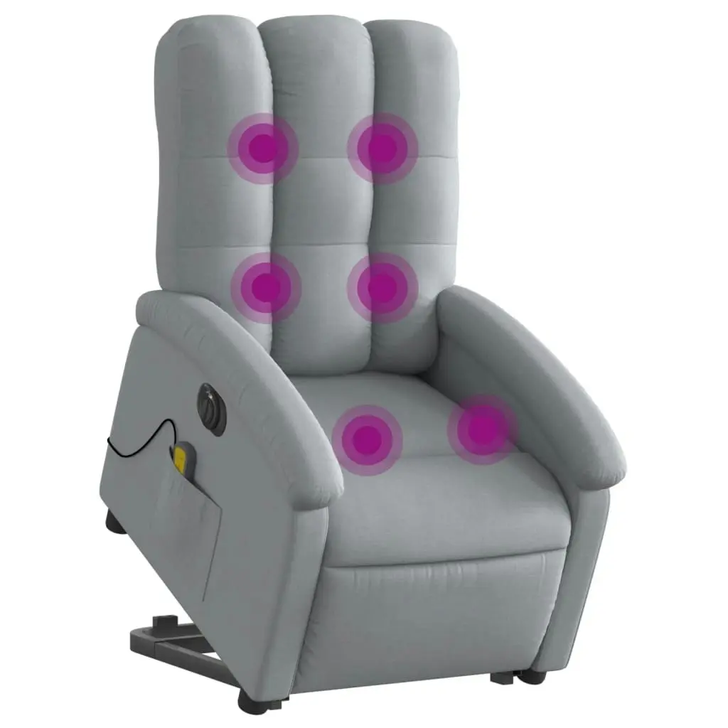 Electric Stand up Massage Recliner Chair Light Grey Fabric 3205408