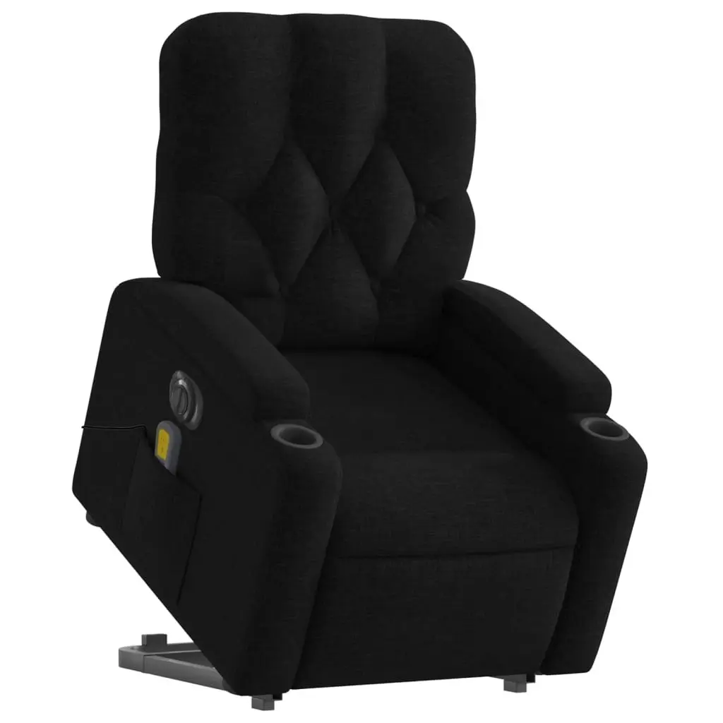 Electric Stand up Massage Recliner Chair Black Fabric 3205675