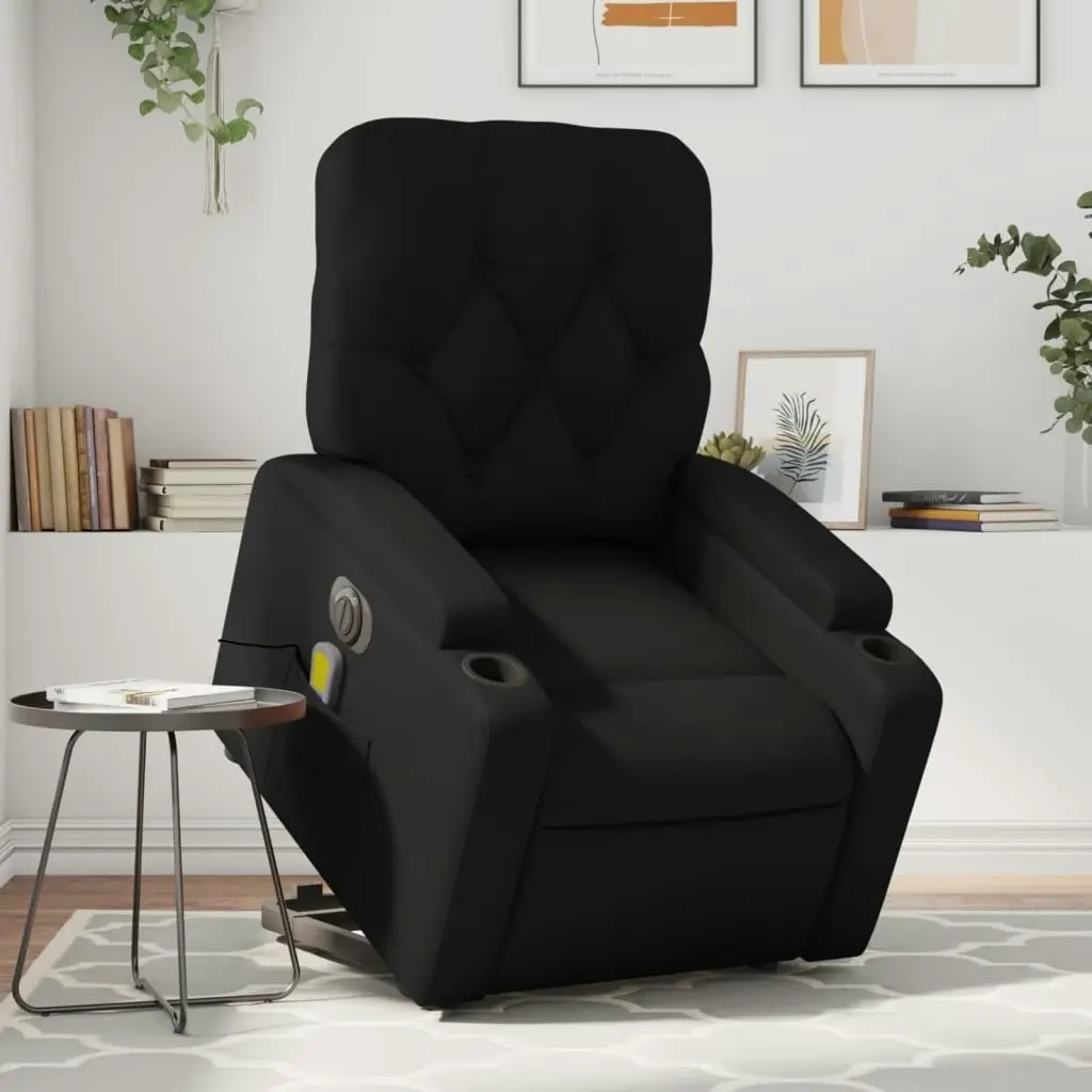 Electric Stand up Massage Recliner Chair Black Faux Leather 3205679