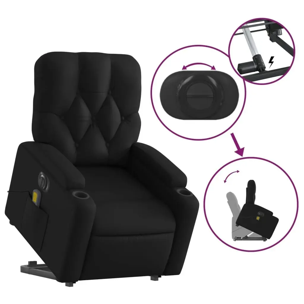 Electric Stand up Massage Recliner Chair Black Faux Leather 3205679