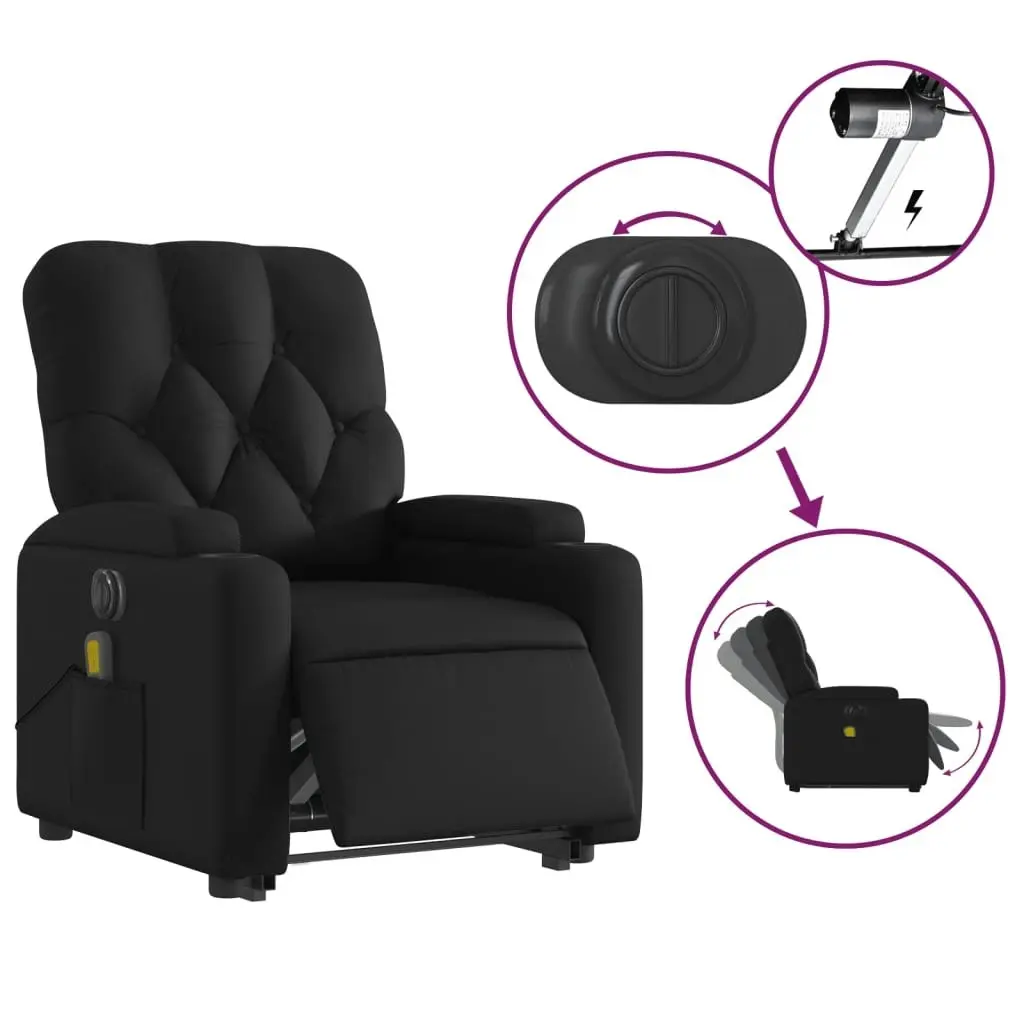 Electric Stand up Massage Recliner Chair Black Faux Leather 3205679