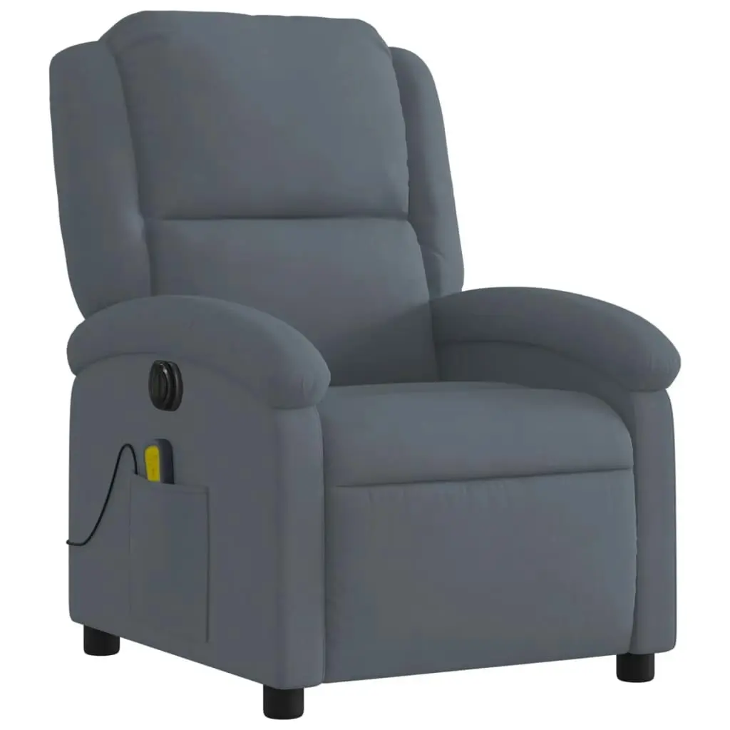 Electric Massage Recliner Chair Dark Grey Velvet 3205498