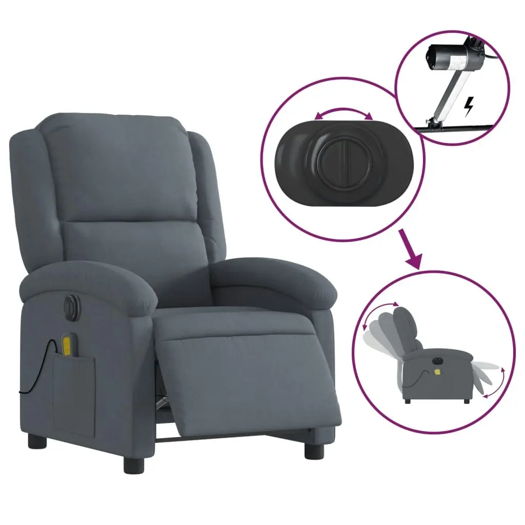 Electric Massage Recliner Chair Dark Grey Velvet 3205498