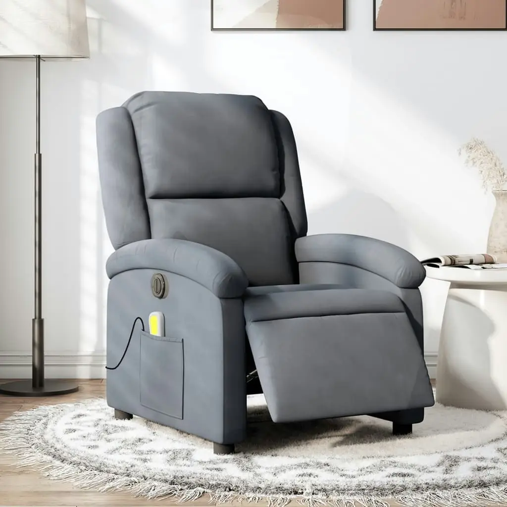 Electric Massage Recliner Chair Dark Grey Velvet 3205498