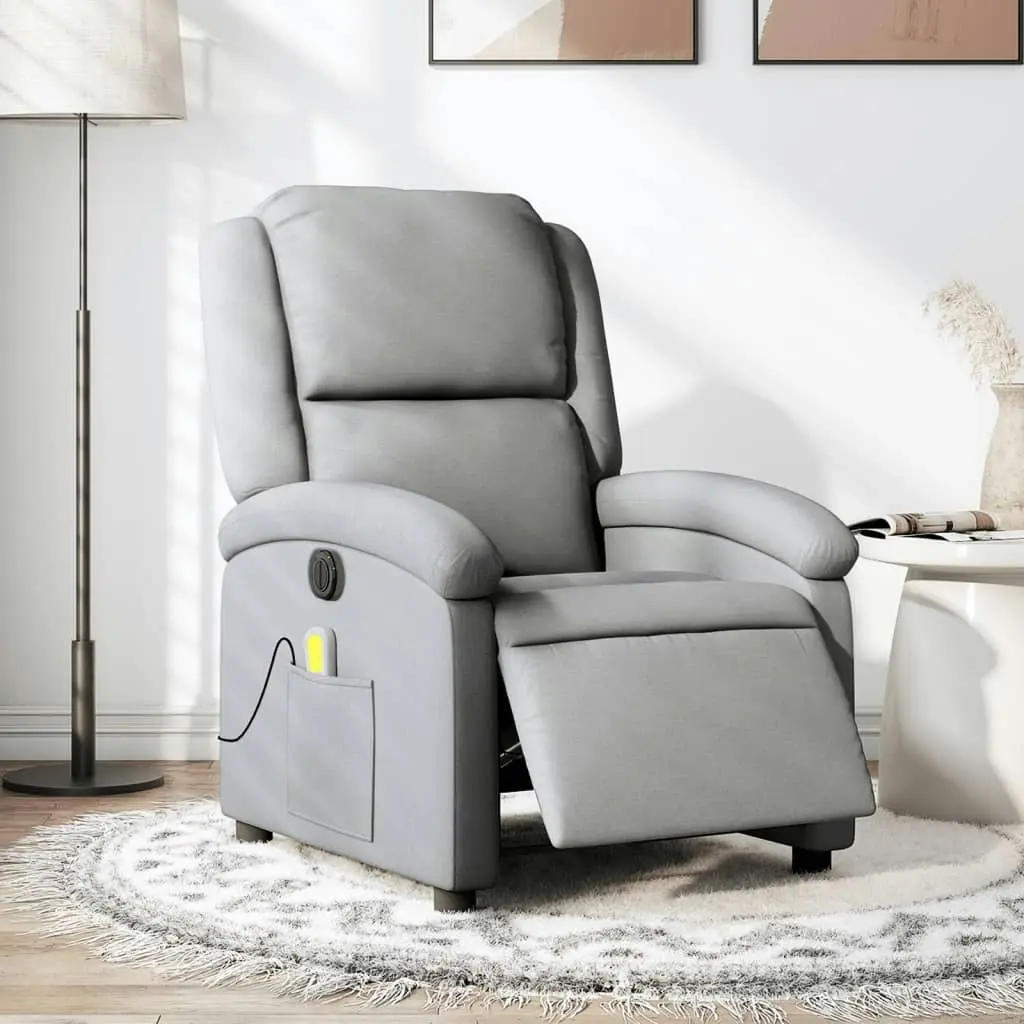 Electric Massage Recliner Chair Light Grey Fabric 3205424