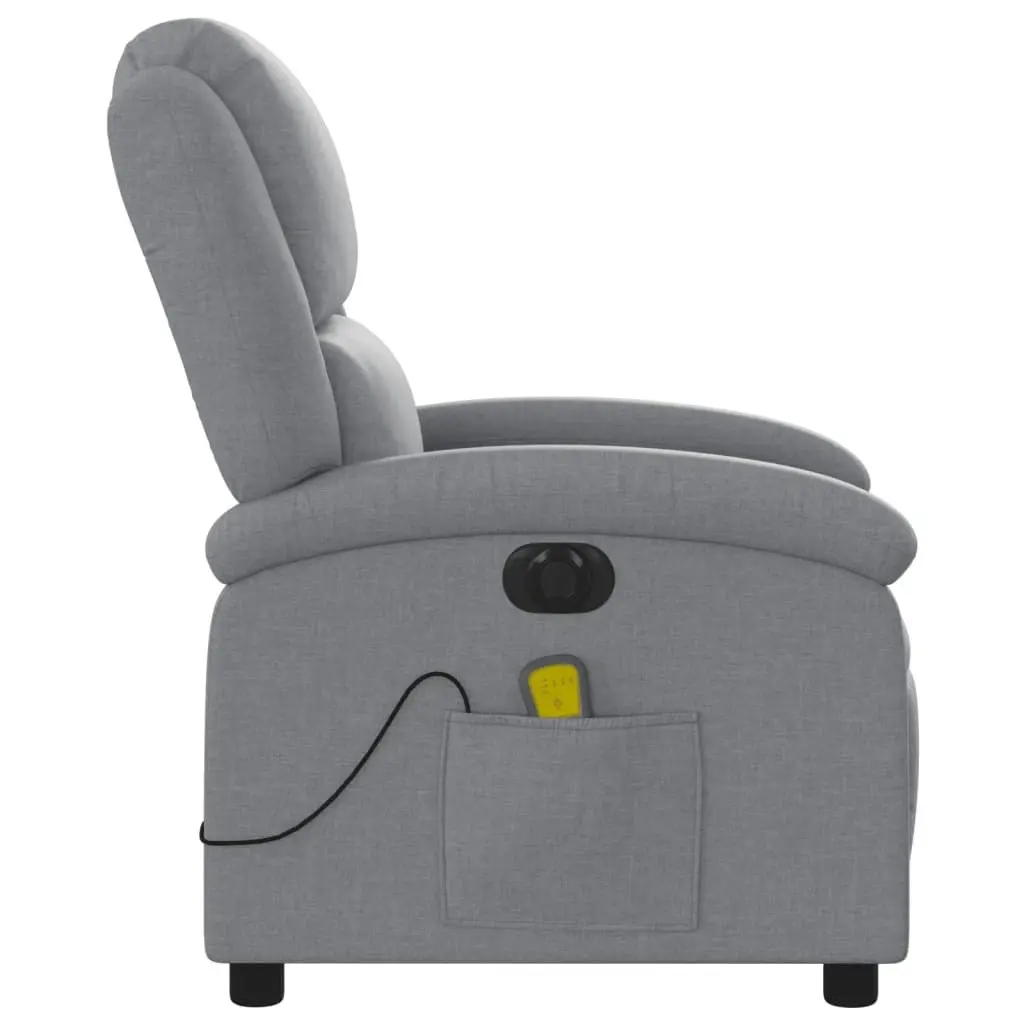 Electric Massage Recliner Chair Light Grey Fabric 3205424