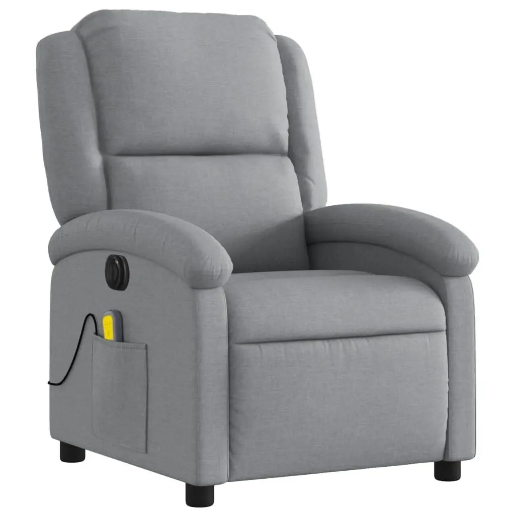 Electric Massage Recliner Chair Light Grey Fabric 3205424