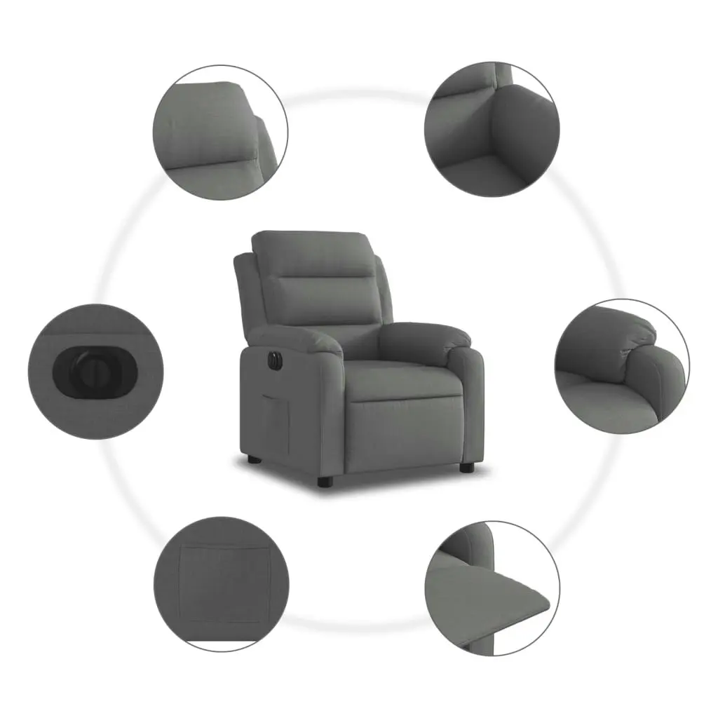 Electric Recliner Chair Dark Grey Fabric 3205727