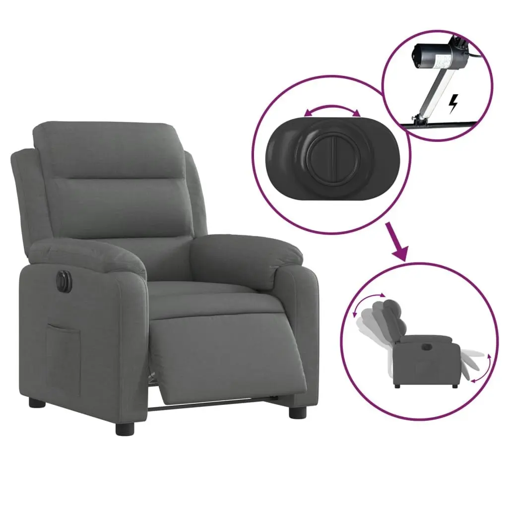 Electric Recliner Chair Dark Grey Fabric 3205727