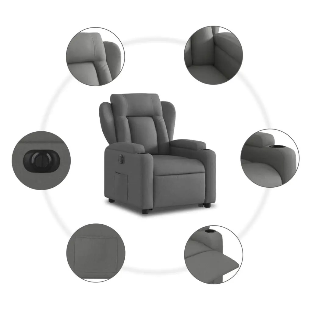 Electric Stand up Recliner Chair Dark Grey Fabric 3205589