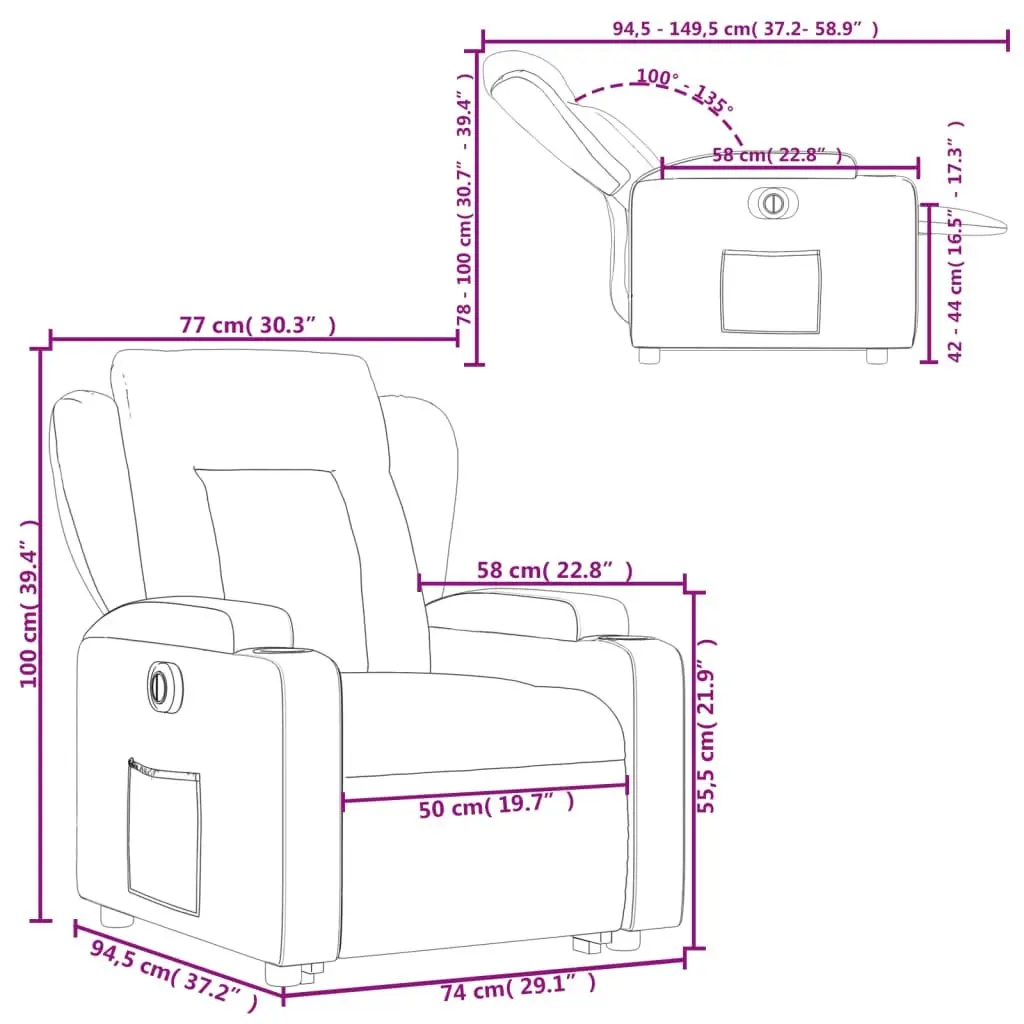 Electric Stand up Recliner Chair Dark Grey Fabric 3205589