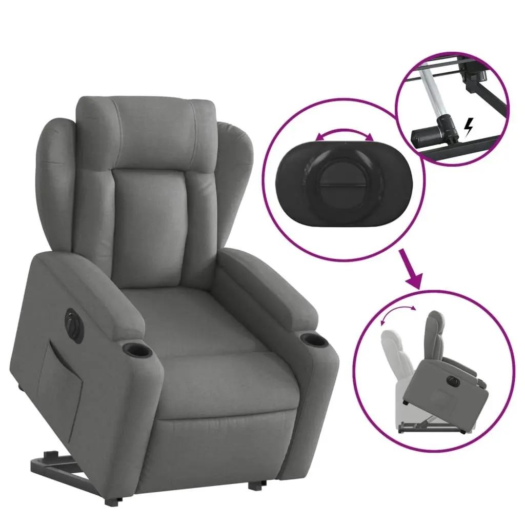 Electric Stand up Recliner Chair Dark Grey Fabric 3205589