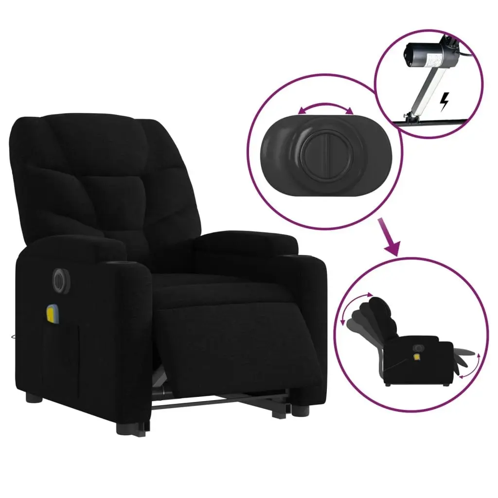 Electric Stand up Massage Recliner Chair Black Fabric 3205638