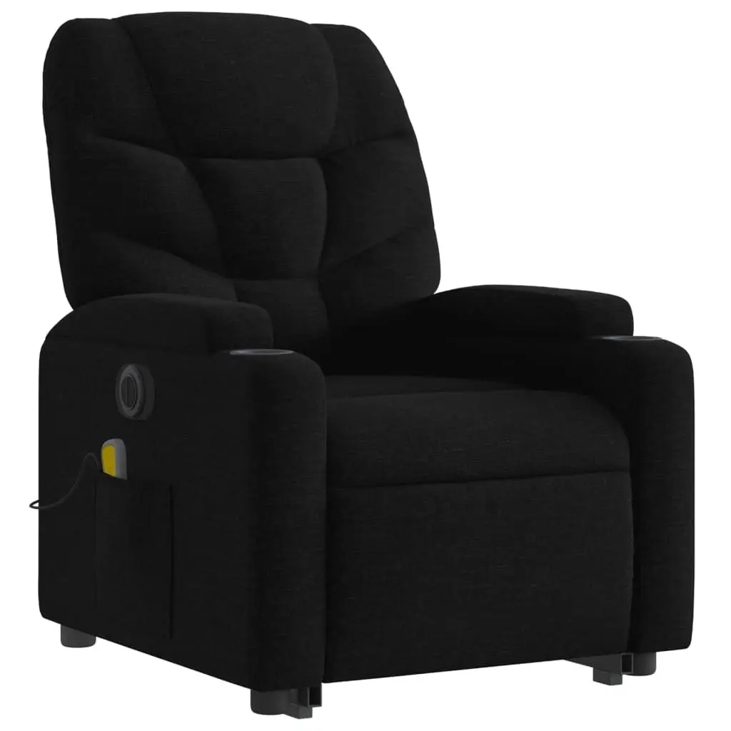 Electric Stand up Massage Recliner Chair Black Fabric 3205638