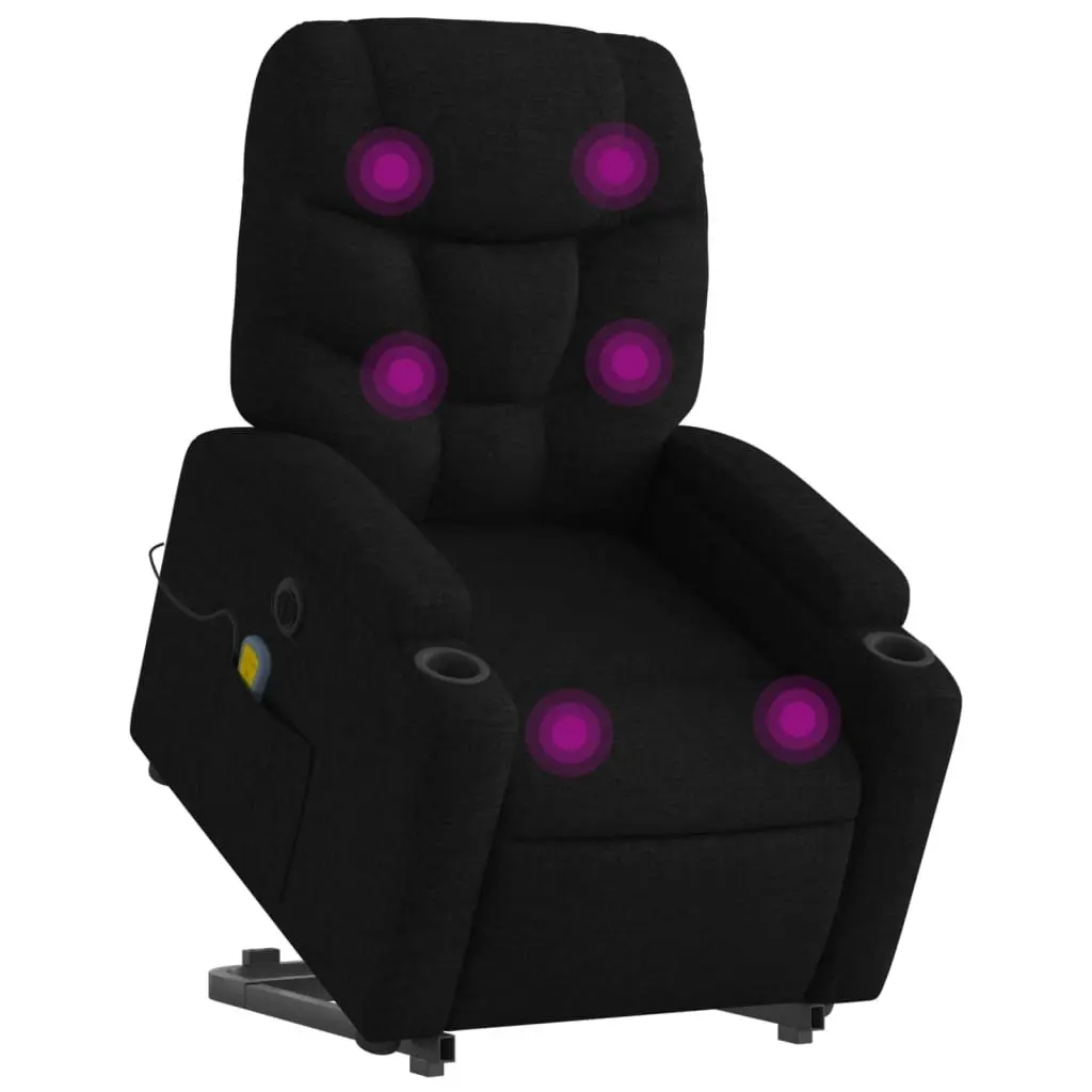 Electric Stand up Massage Recliner Chair Black Fabric 3205638