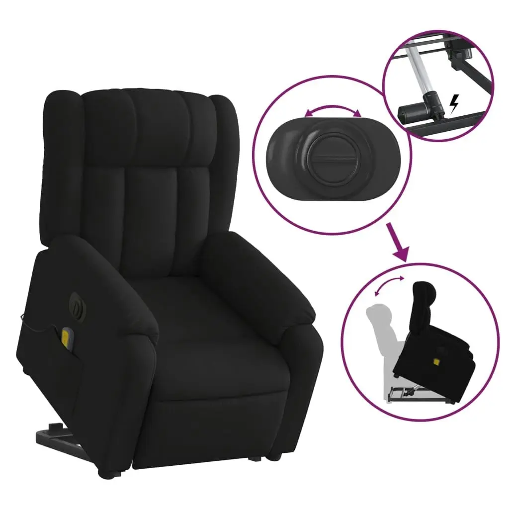 Electric Stand up Massage Recliner Chair Black Fabric 3205802