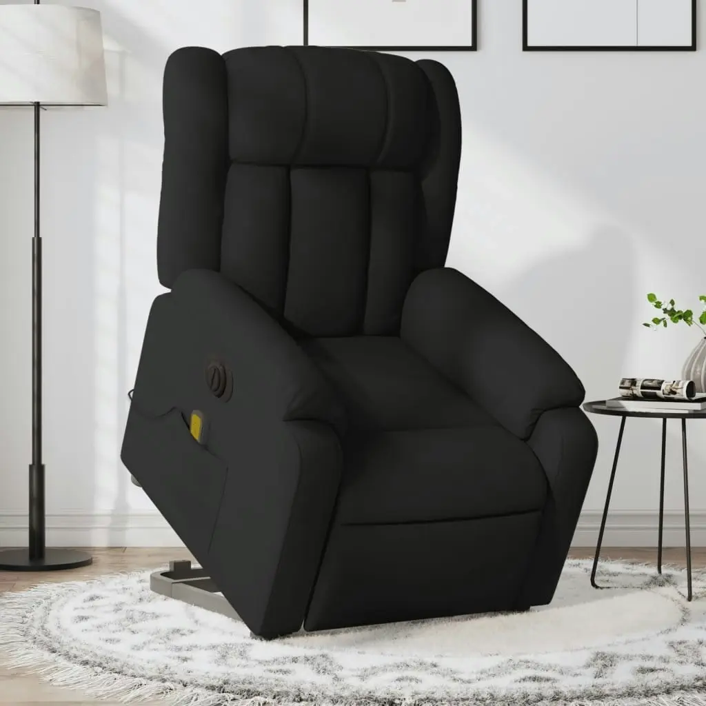 Electric Stand up Massage Recliner Chair Black Fabric 3205802