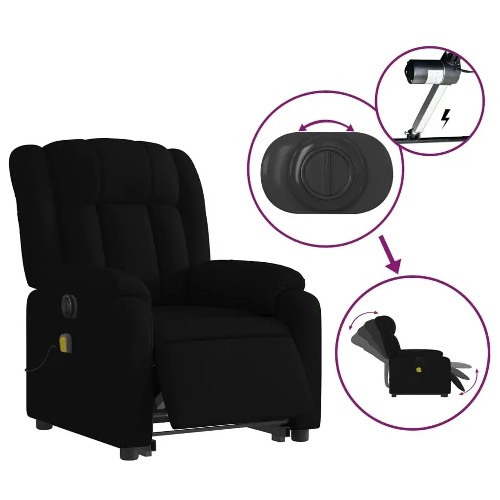 Electric Stand up Massage Recliner Chair Black Fabric 3205802