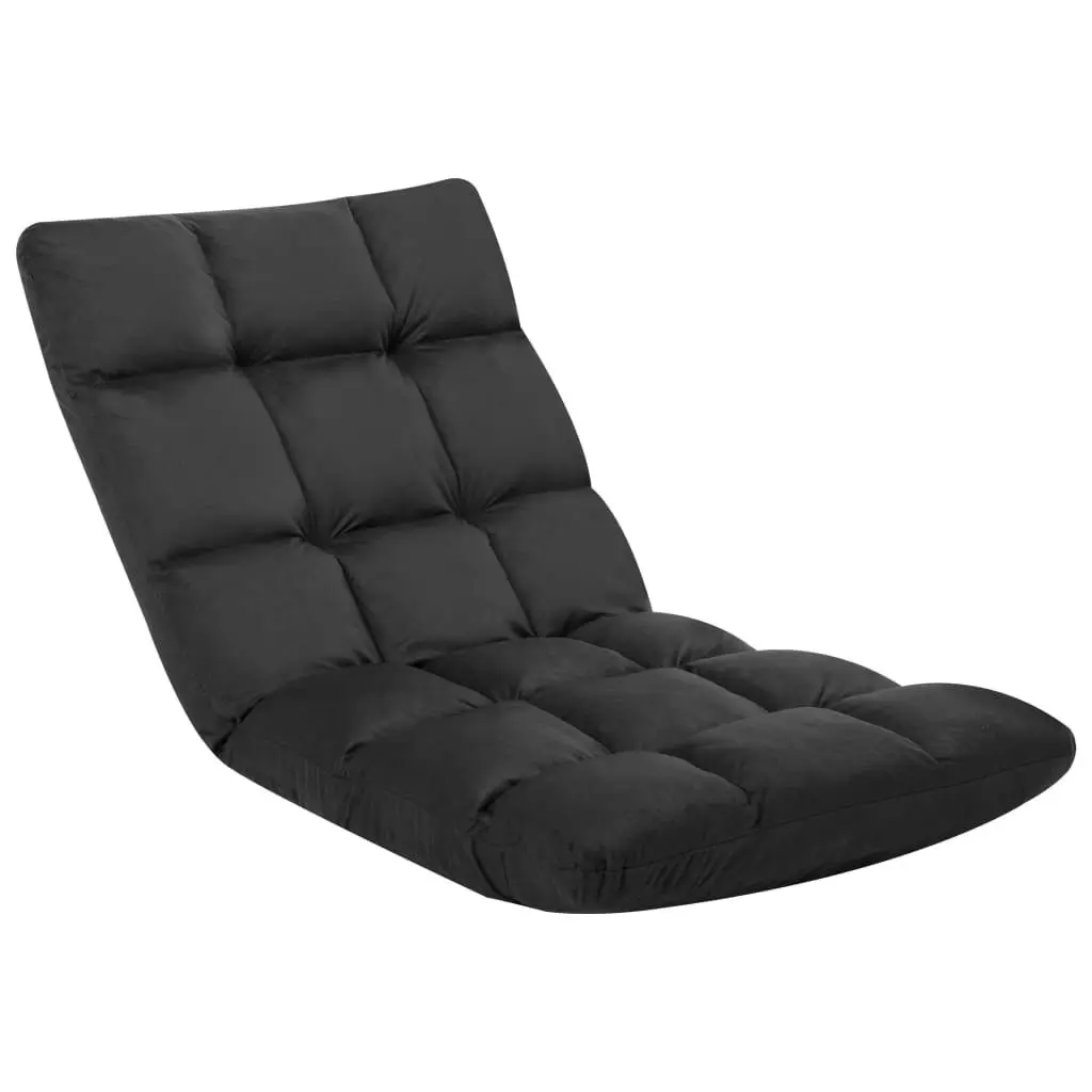 Folding Floor Chair Black Microfibre 325256