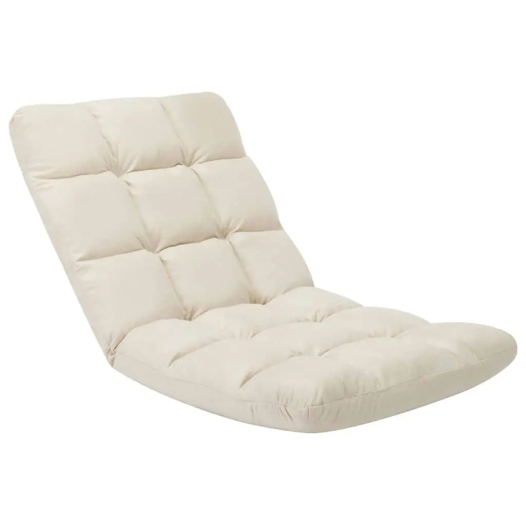 Folding Floor Chair Cream Microfibre 325257