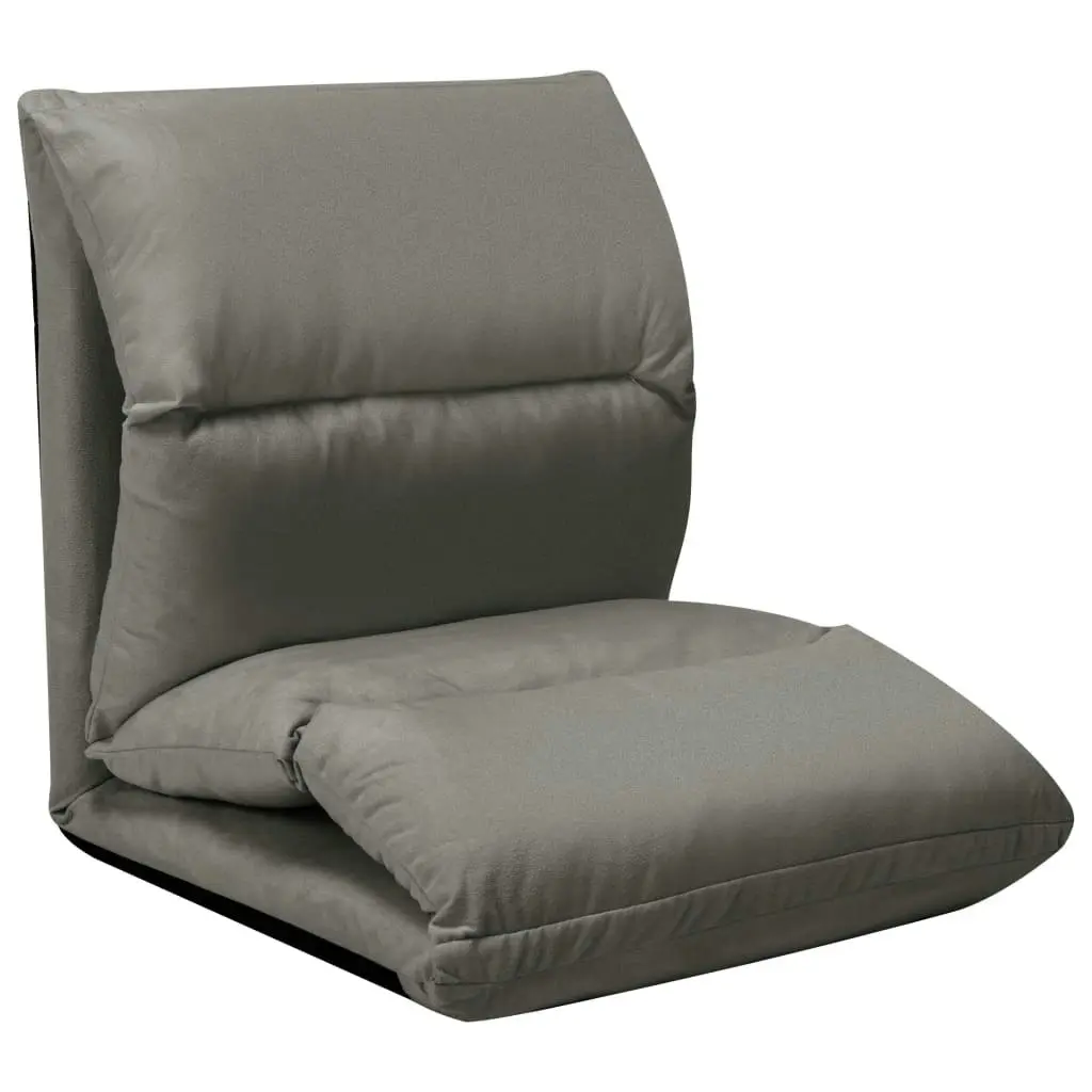 Folding Floor Chair Dark Grey Microfibre 325261