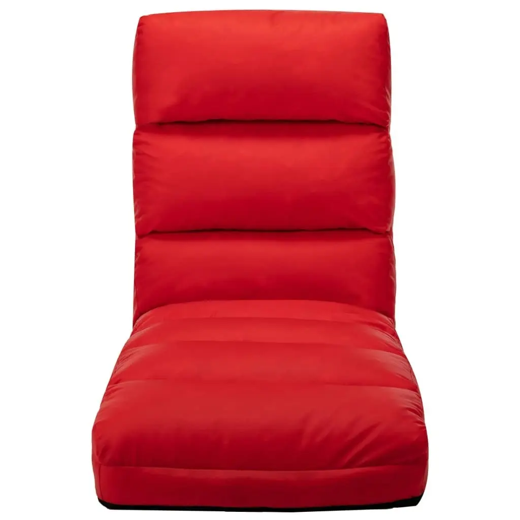 Folding Floor Chair Red Faux Leather 325250