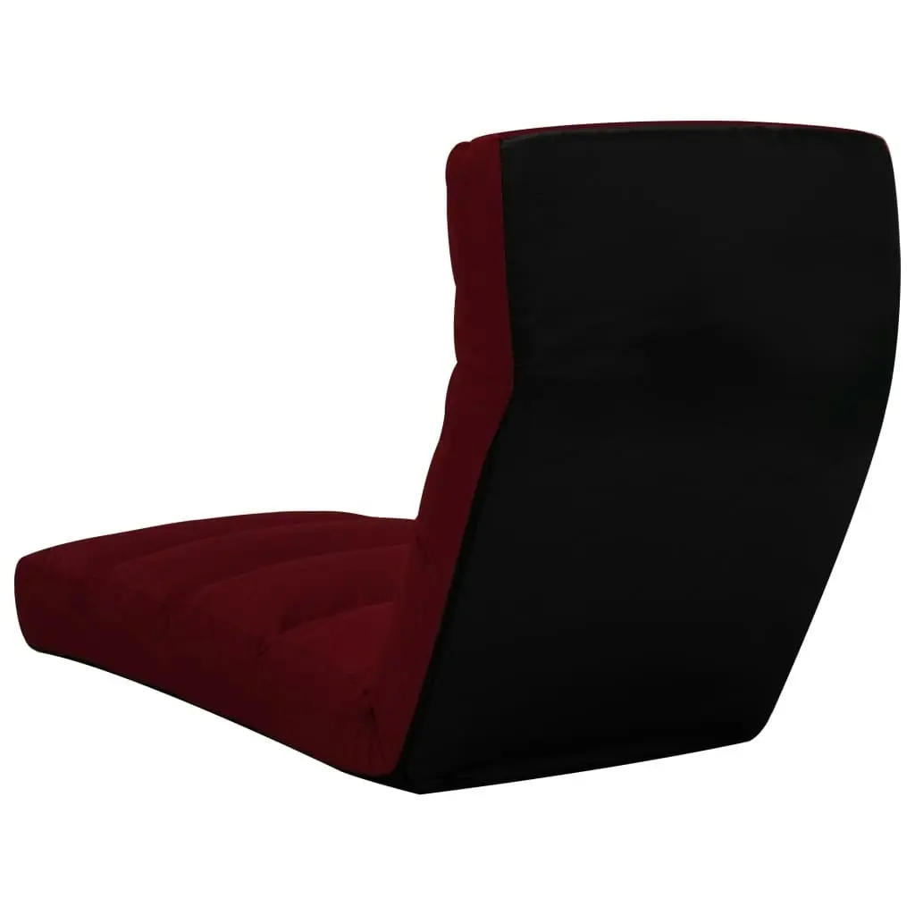 Folding Floor Chair Wine Red Faux Leather 325249