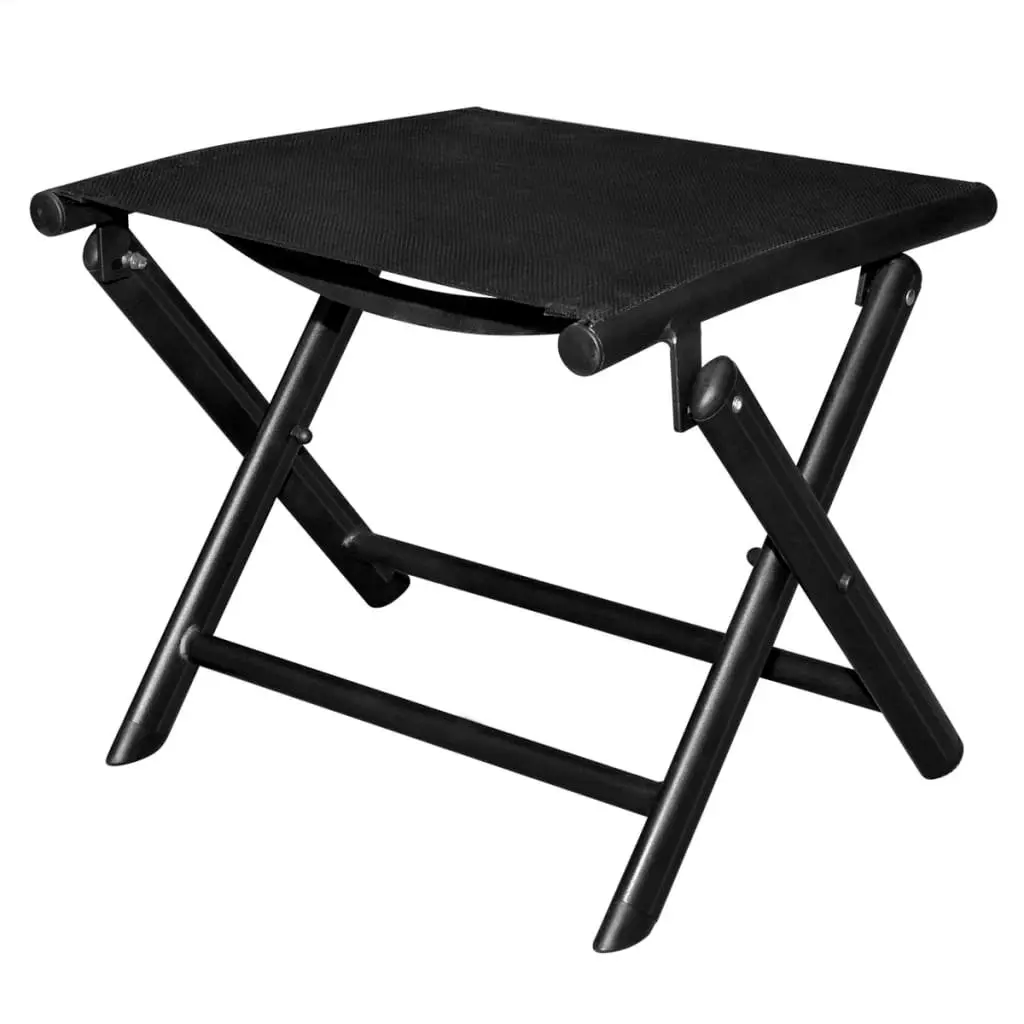 Folding Footstool Black Aluminium and Textilene 41742