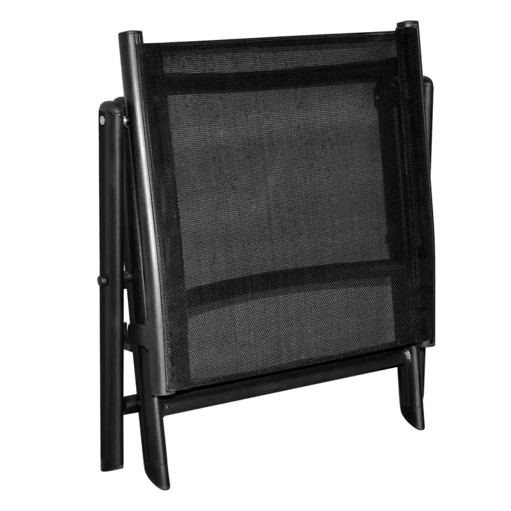 Folding Footstool Black Aluminium and Textilene 41742