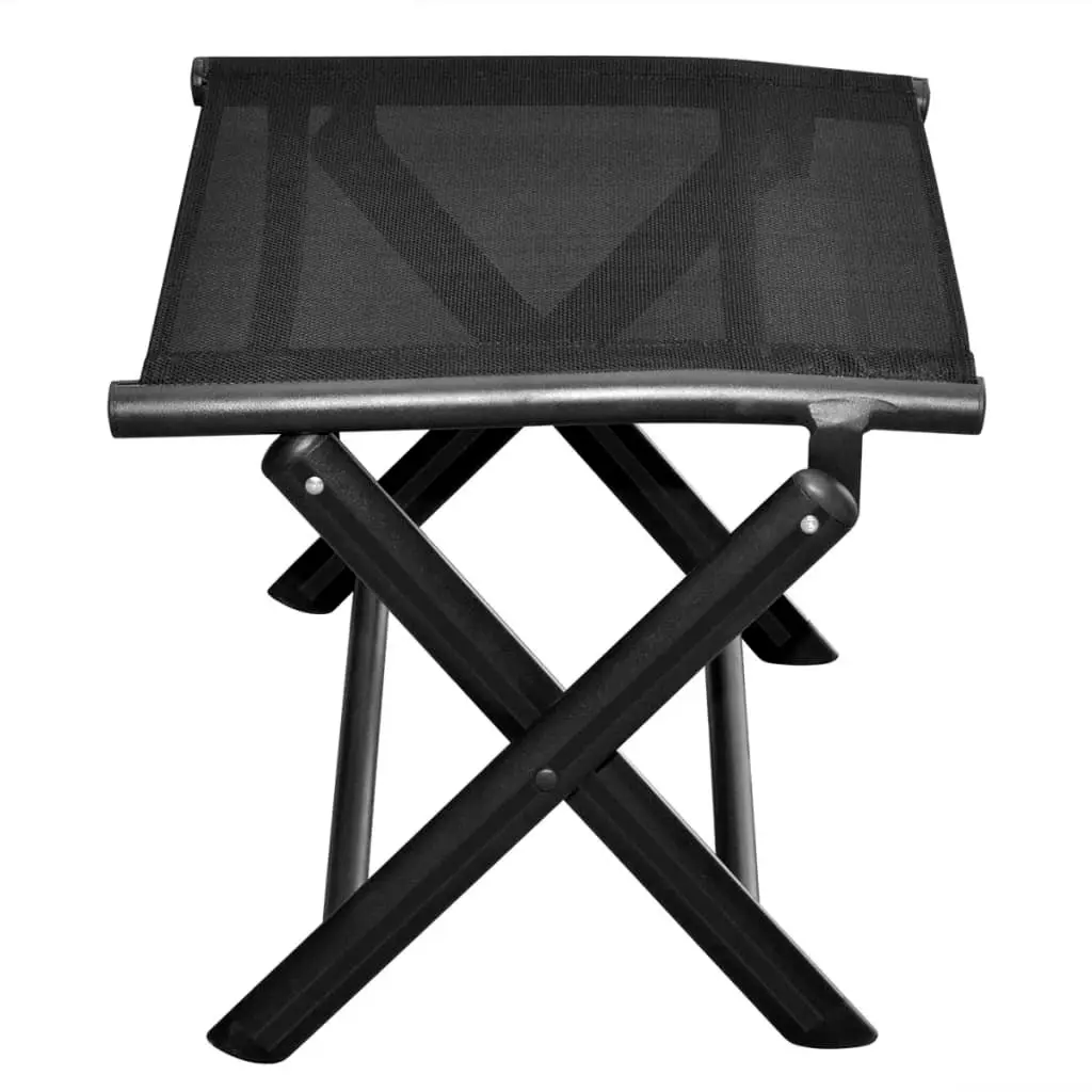 Folding Footstool Black Aluminium and Textilene 41742