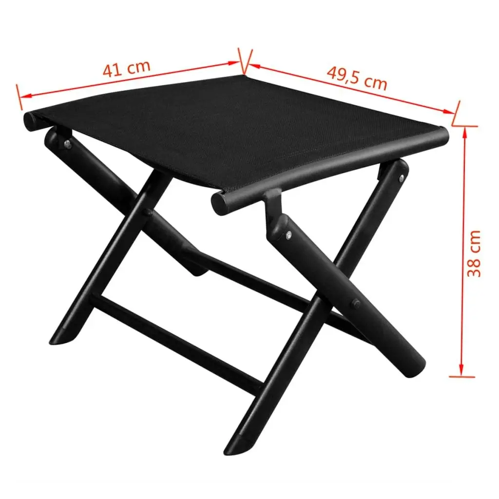 Folding Footstool Black Aluminium and Textilene 41742