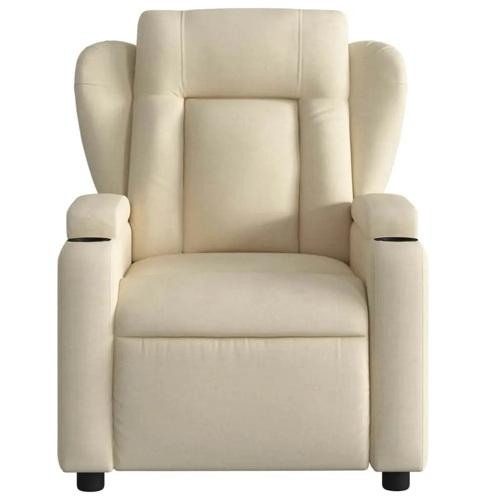 Electric Massage Recliner Chair Cream Fabric 3205579