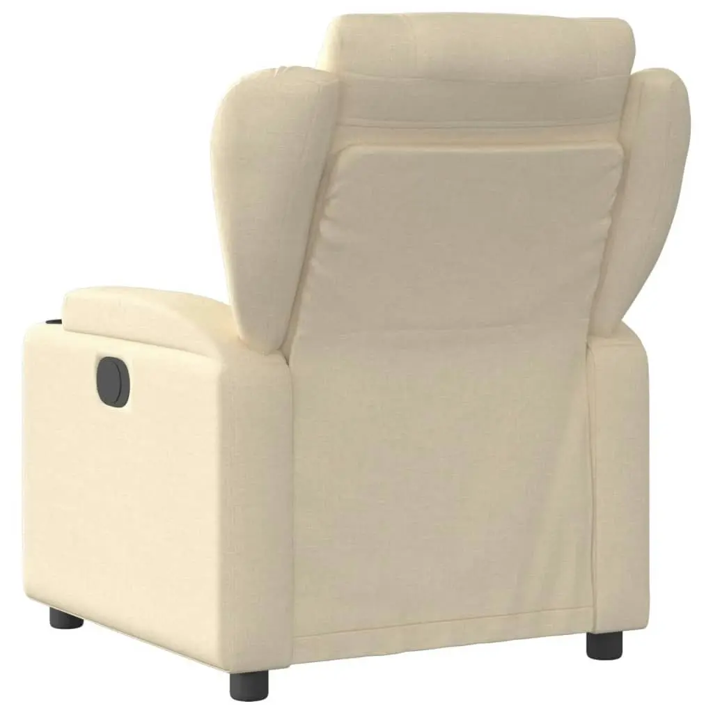 Electric Massage Recliner Chair Cream Fabric 3205579