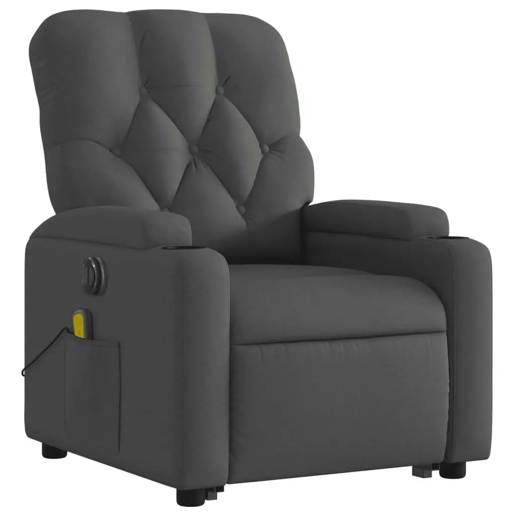 Electric Stand up Massage Recliner Chair Dark Grey Fabric 3205674