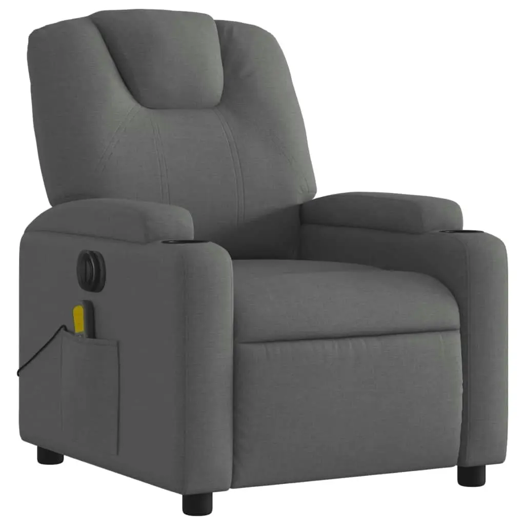 Electric Massage Recliner Chair Dark Grey Fabric 3205521