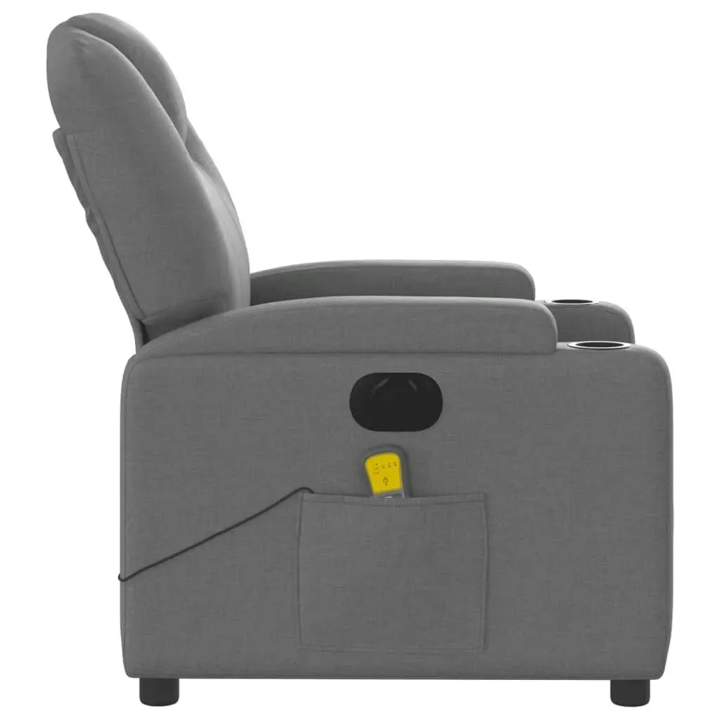 Electric Massage Recliner Chair Dark Grey Fabric 3205521