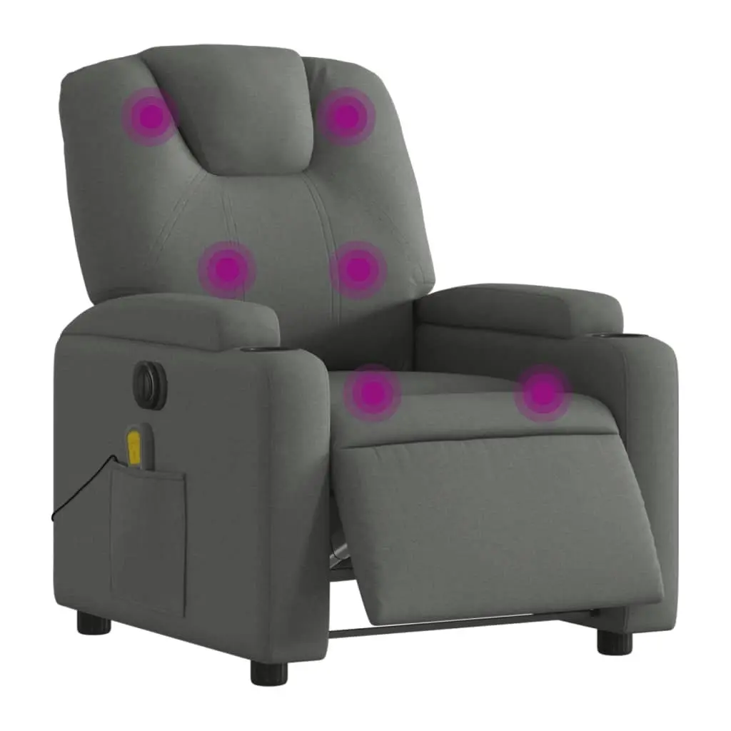 Electric Massage Recliner Chair Dark Grey Fabric 3205521