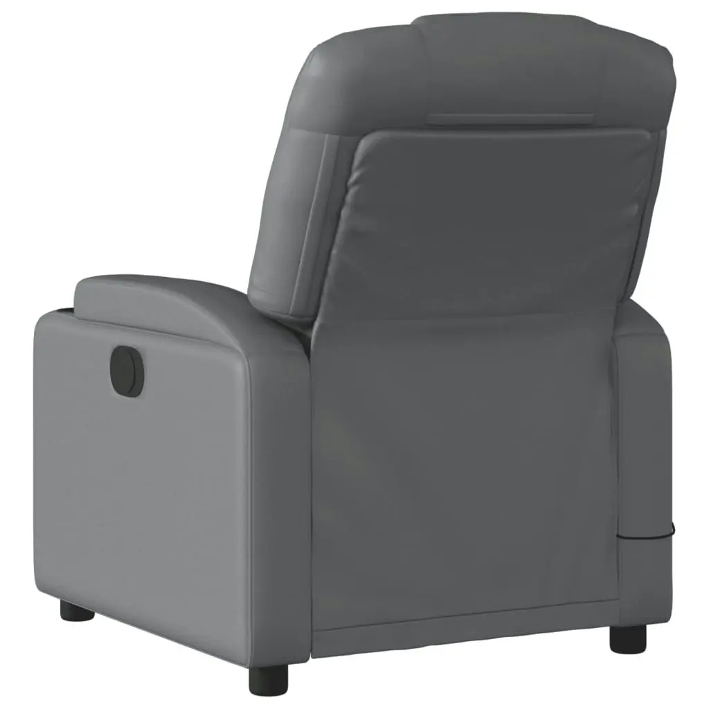 Electric Massage Recliner Chair Grey Faux Leather 3205551