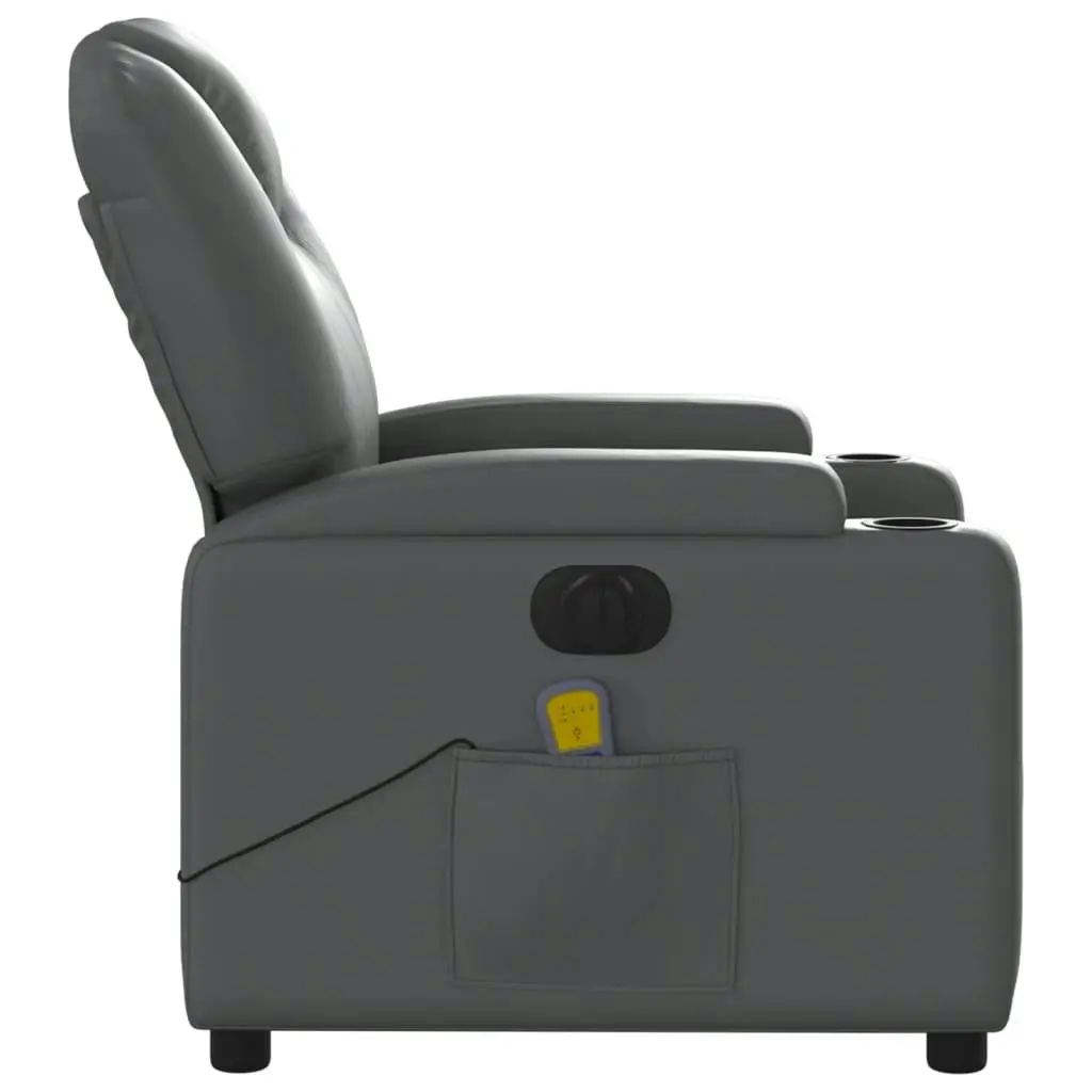 Electric Massage Recliner Chair Grey Faux Leather 3205551