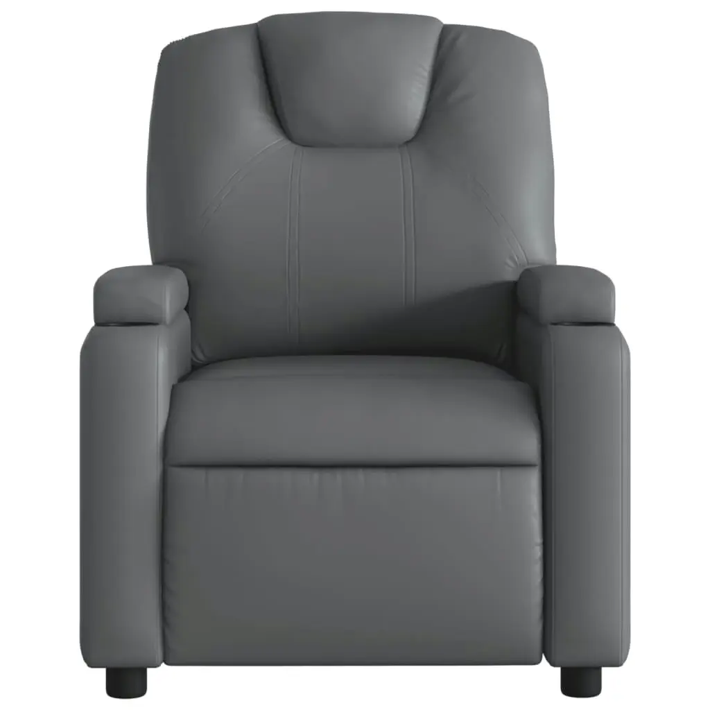 Electric Massage Recliner Chair Grey Faux Leather 3205551